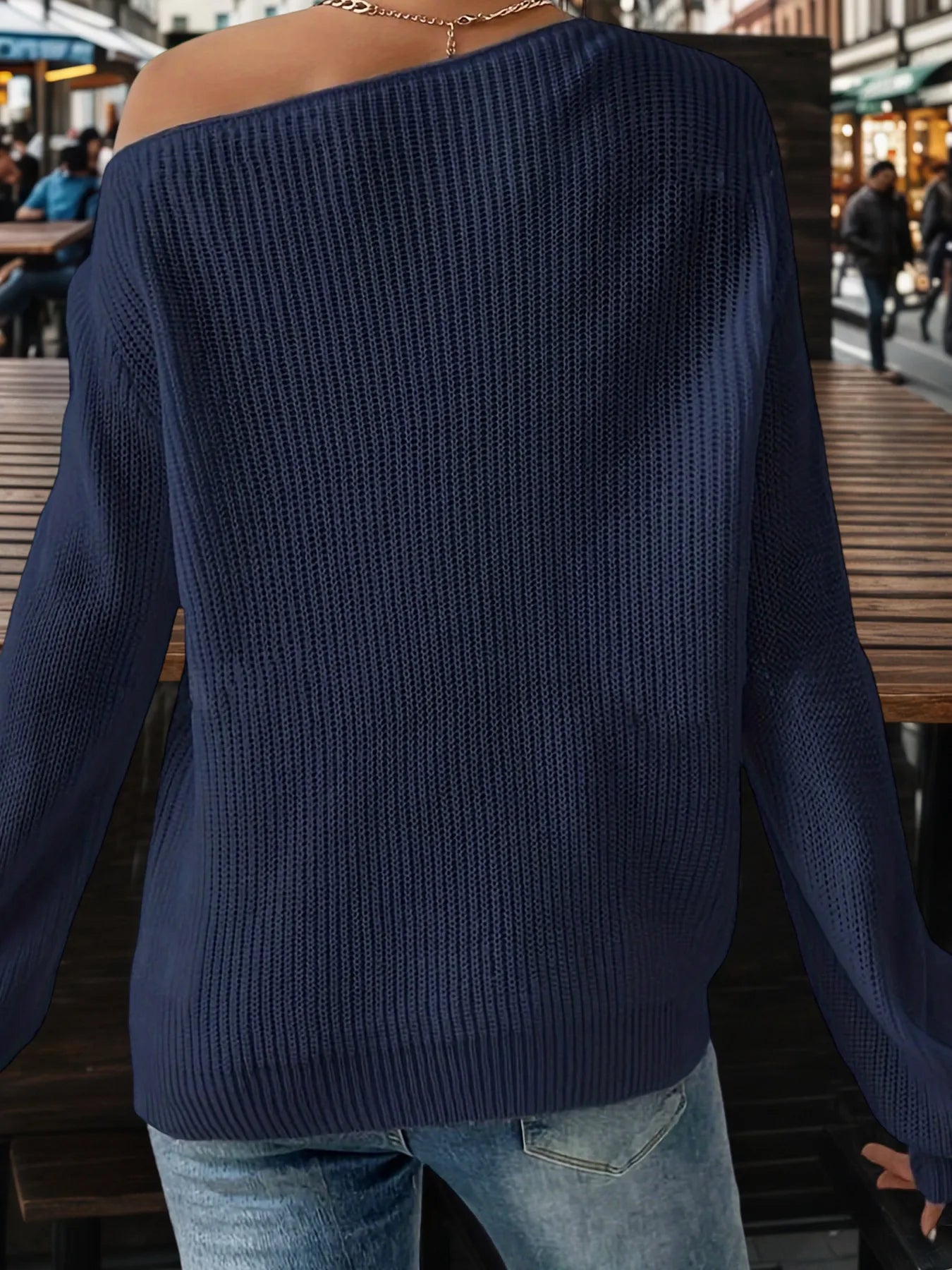 One-Shoulder Ribbed Knit Top with Relaxed Fit - Fashorio