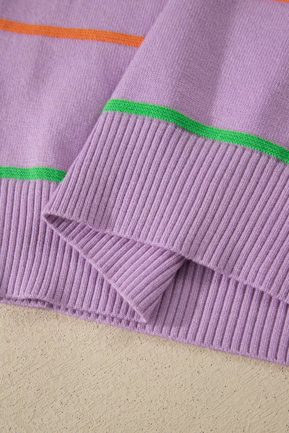 Stripe round neck sweater tank top full length view