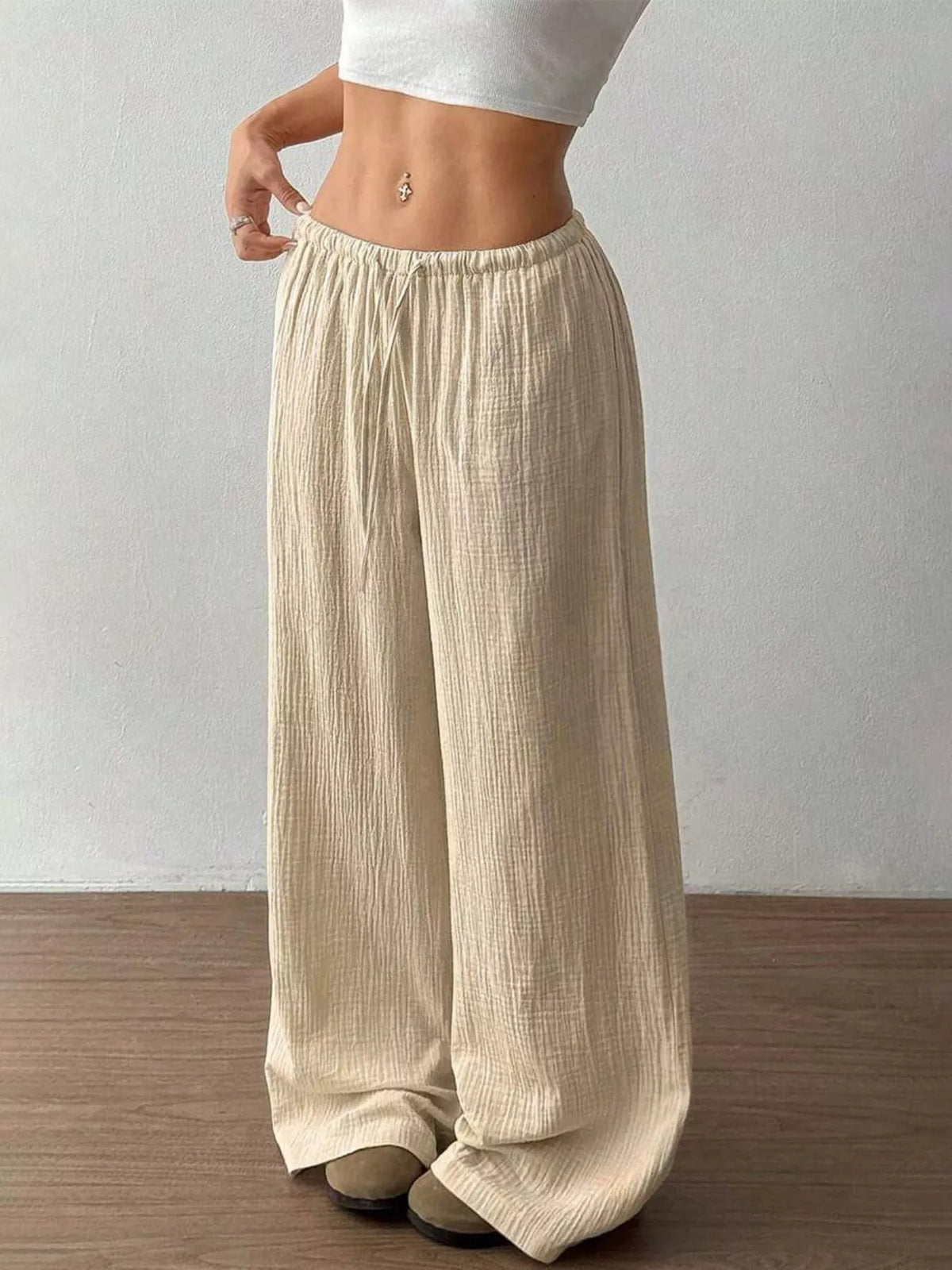Bally Love Wide Leg Drawstring Pants in Cotton, view 27