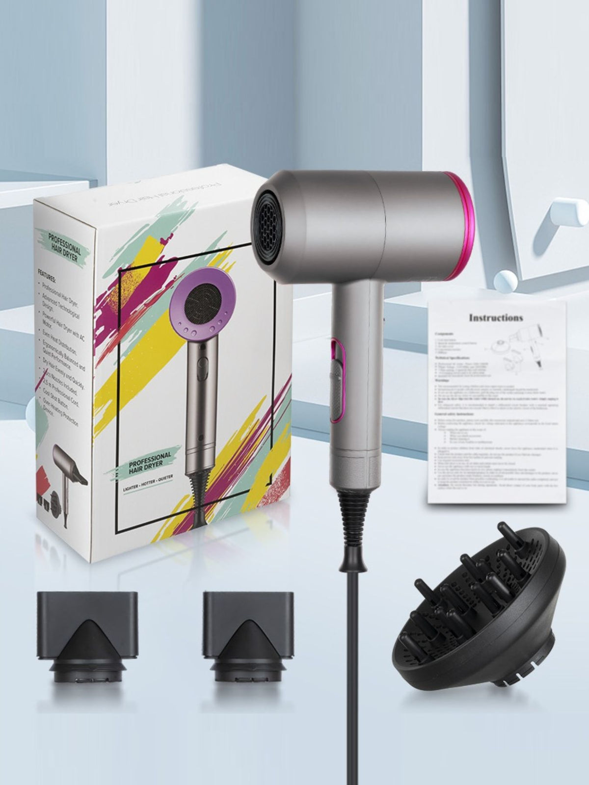 Hair dryer nozzle and concentrator detail