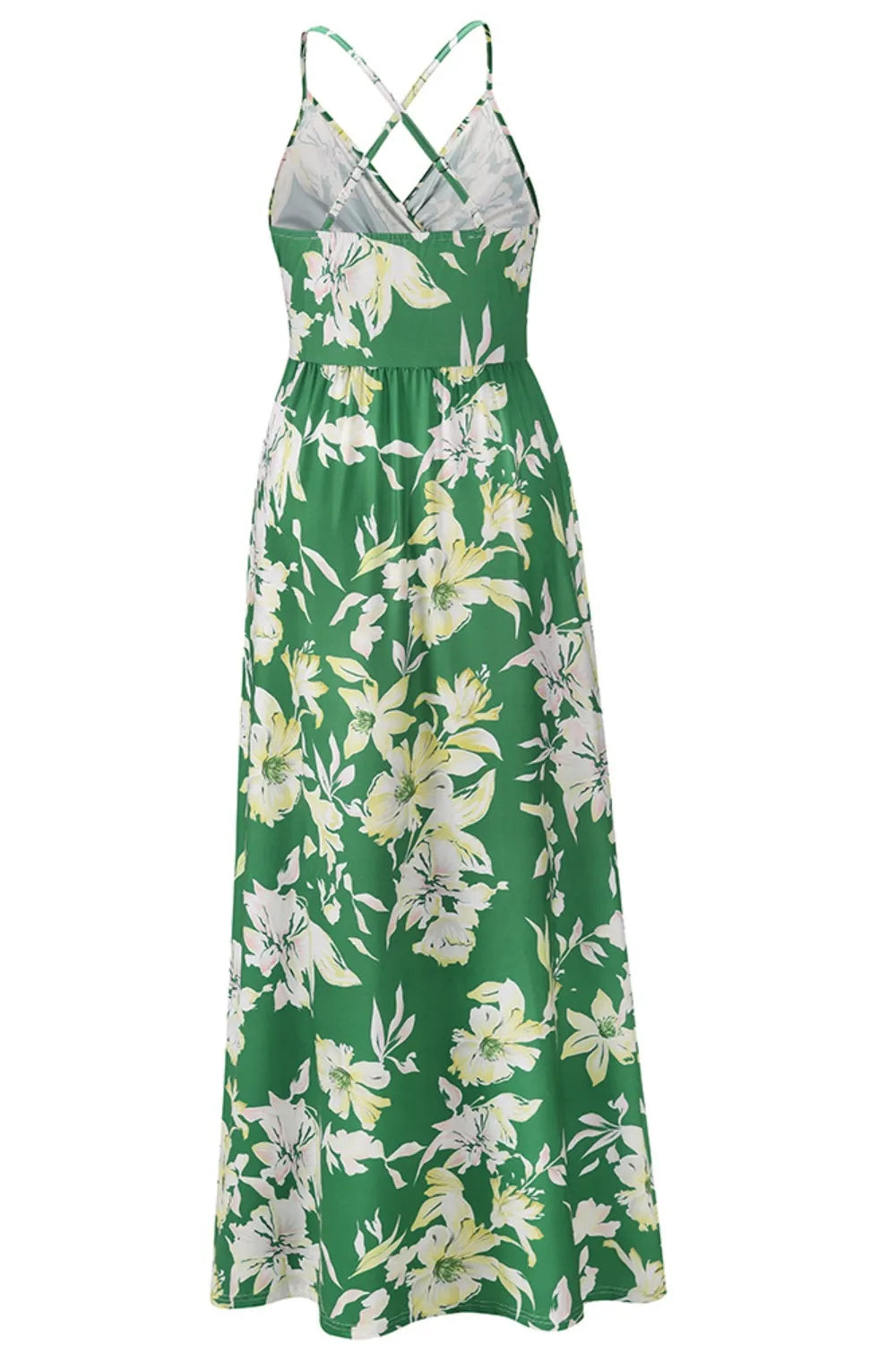Printed surplice cami maxi dress flat lay