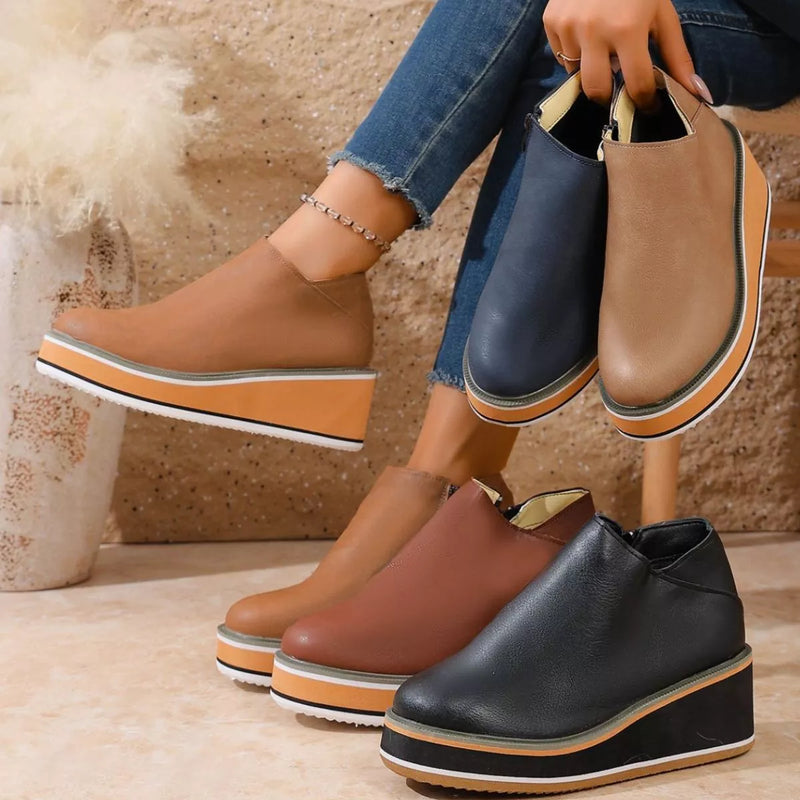 Wedge boots front view