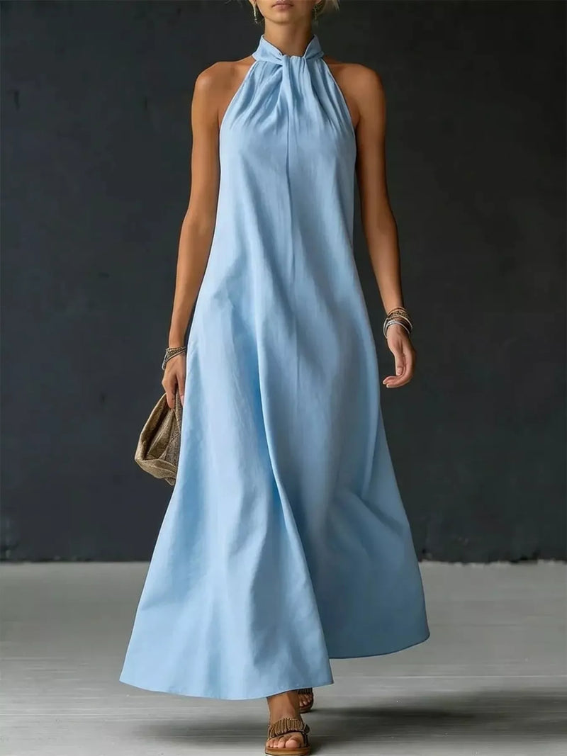Halter neck maxi dress, front view