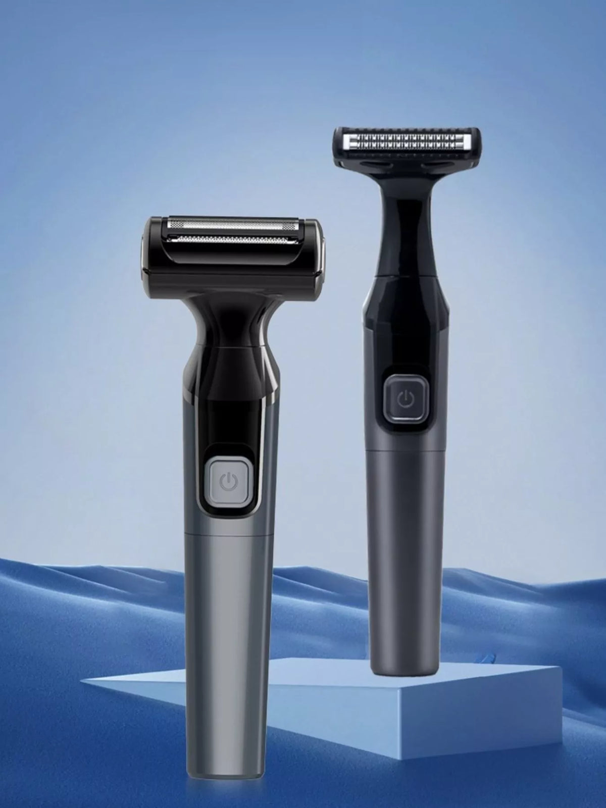 Black waterproof portable electric shaver front view