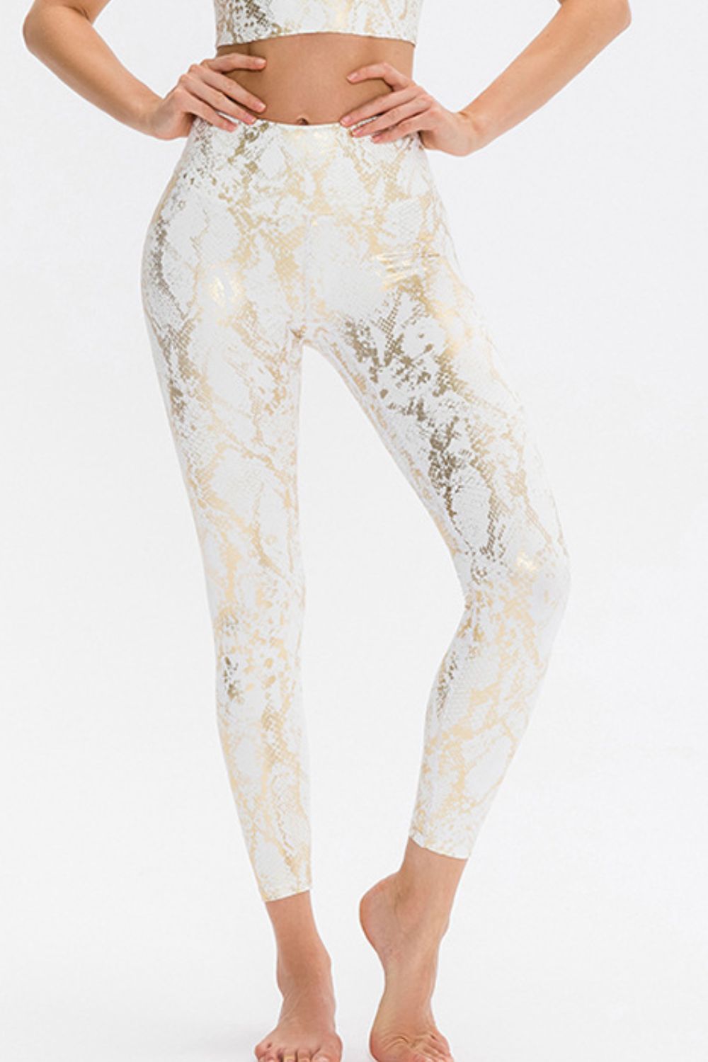 animal print slim fit sports pants front view