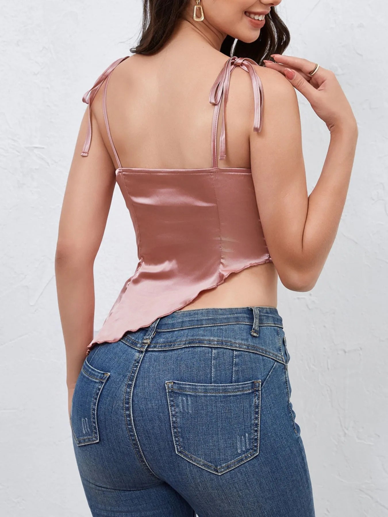 Asymmetrical Tie Shoulder Cami - Fashorio