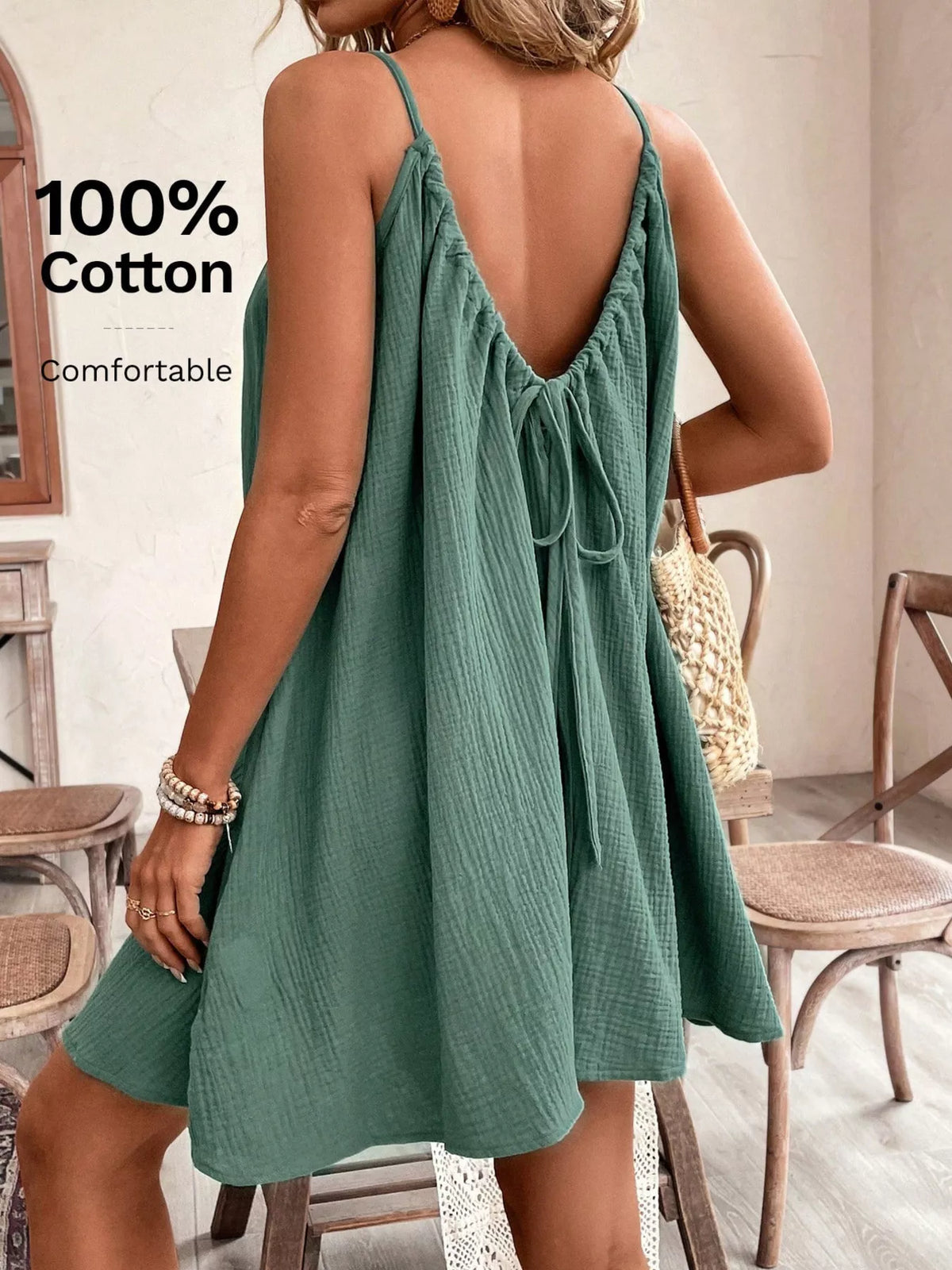 Cotton gauze dress back view