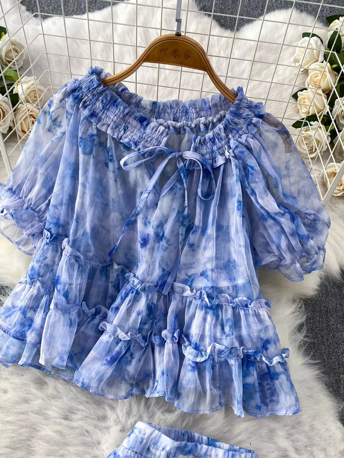 Floral ruffle set full look