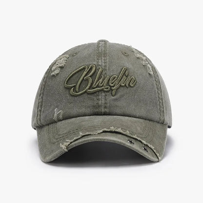 Embroidered Letter Cotton Baseball Cap Sage One Size - Fashorio
