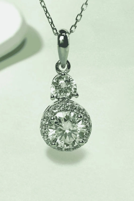 1 Carat Moissanite 925 Sterling Silver Pendant Necklace Silver One Size - Fashorio