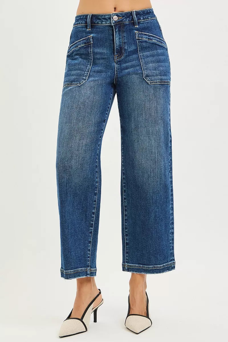 RISEN cropped baggy jeans back view with pockets