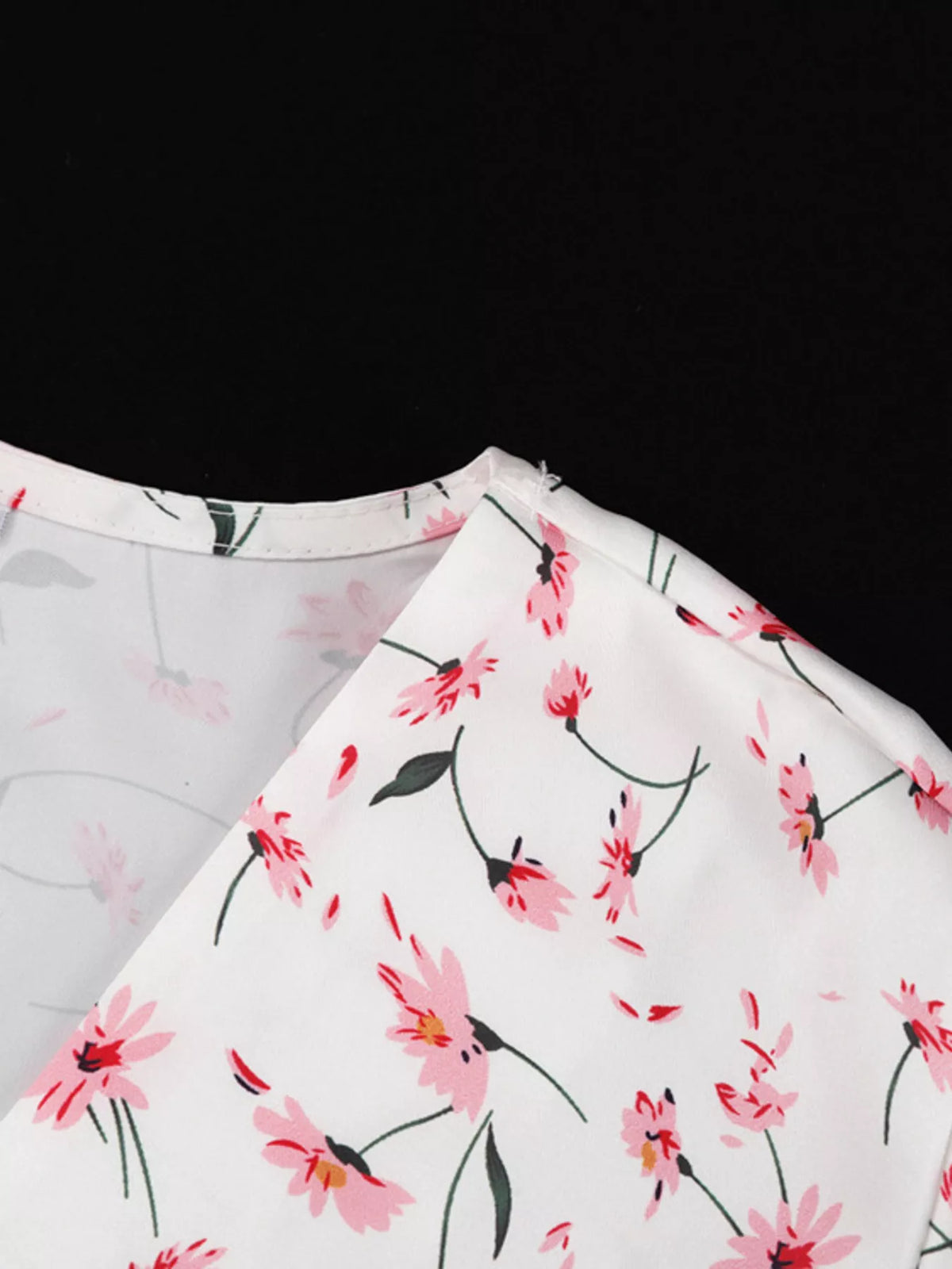 Dusty pink floral dress three quarter view