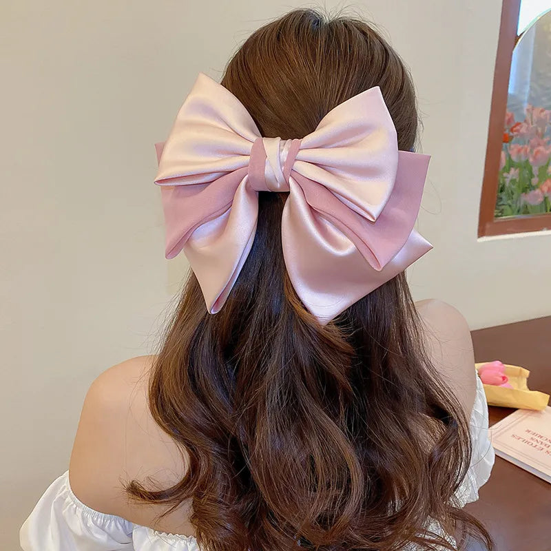 Bow cloth hair clip alloy clasp back
