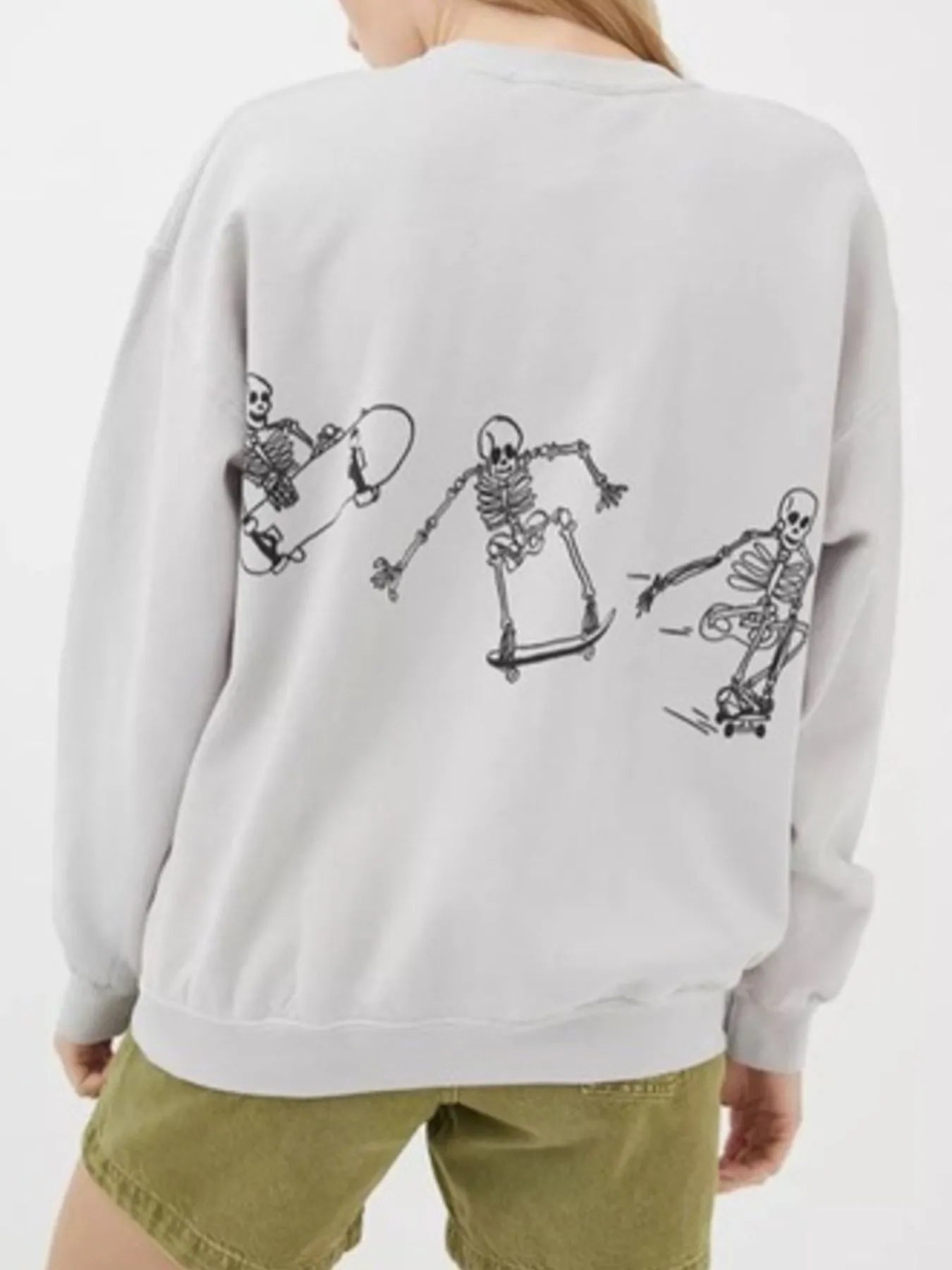 Skeleton Graphic Oversized Sweatshirt - Fashorio