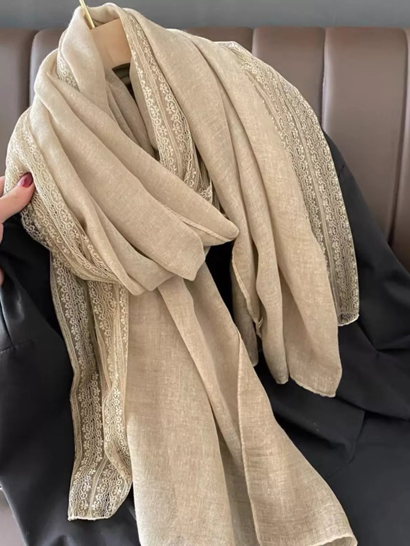Lace trim scarf front view