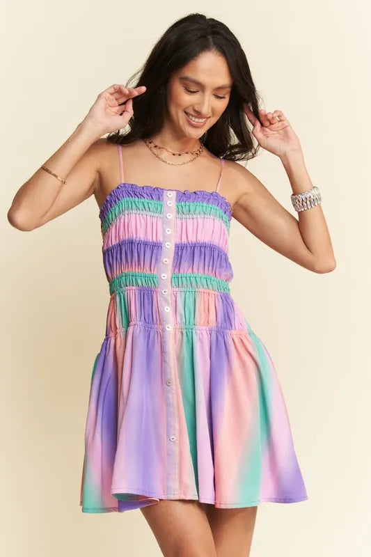Ombre Print Button Up Dress in Purple side view