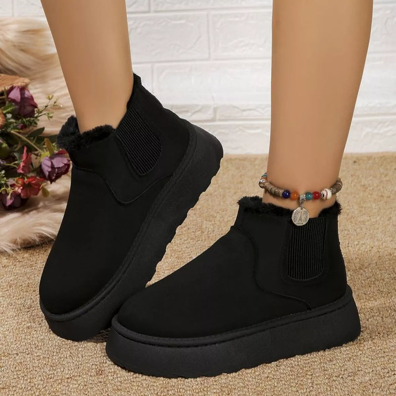 Round toe platform ankle boots front view
