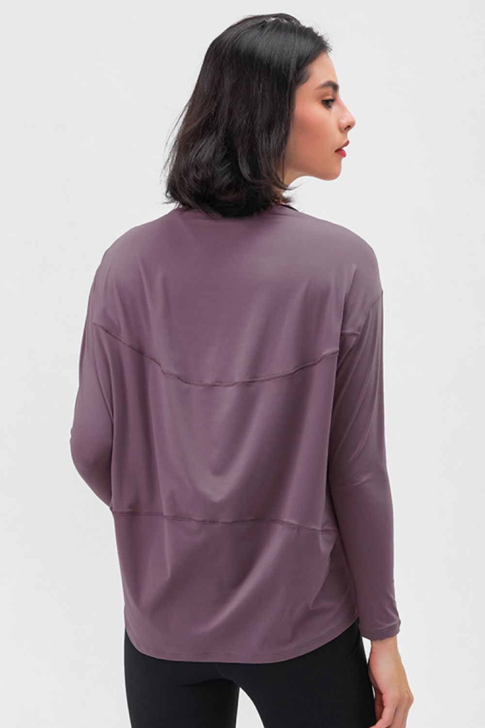 Loose fit active pullover top back view
