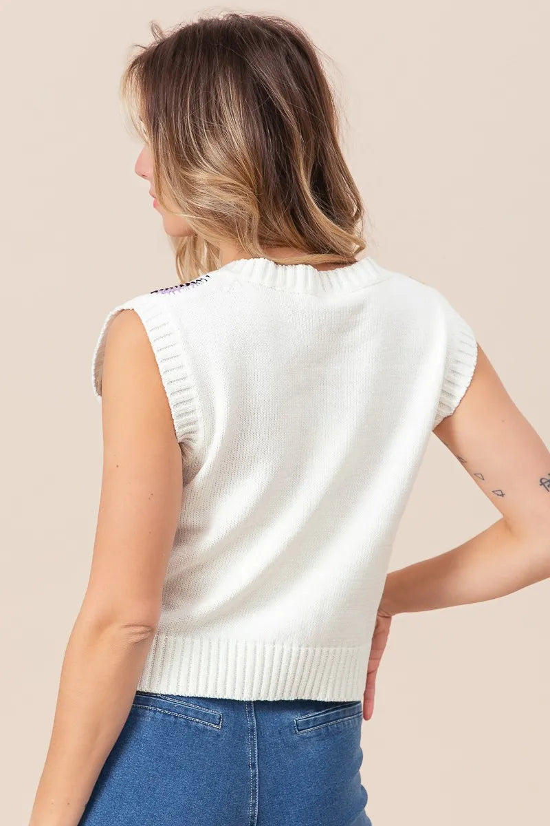 BiBi Diamond Granny Square Sweater Vest - Fashorio