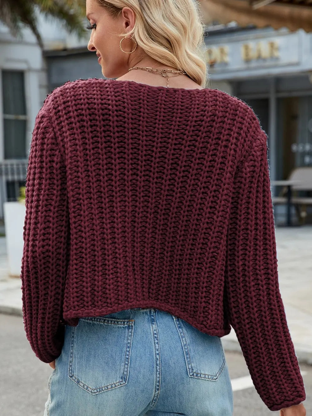 Round Neck Button Up Cardigan with Pockets - Fashorio