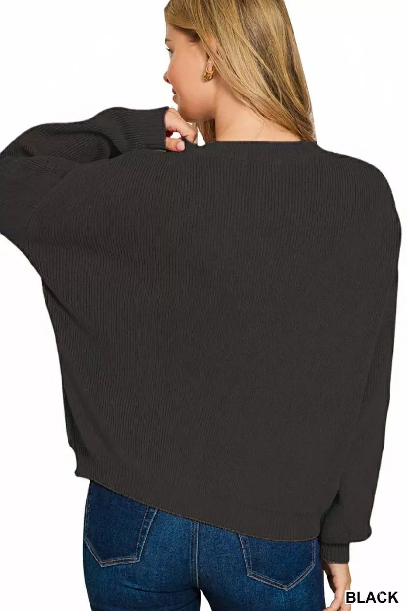 Stars and Stripes Crew Neck Sweater in Black side view