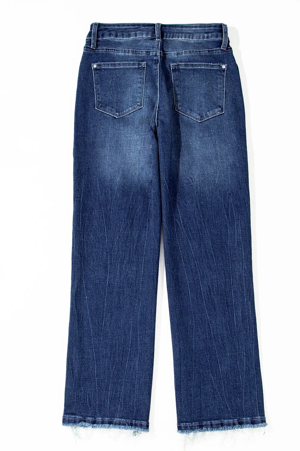 High waist detail on mineral wash jeans