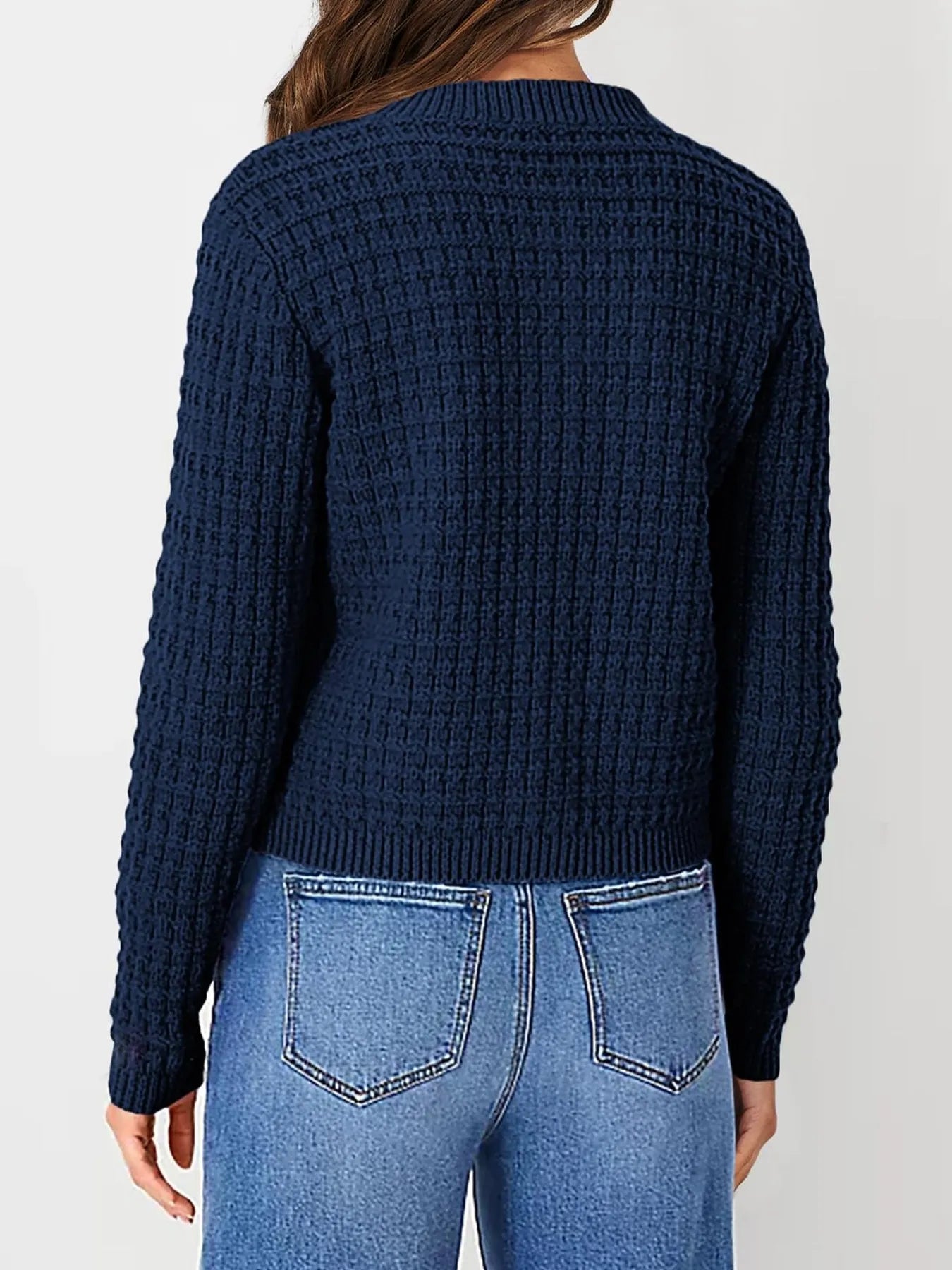Textured Knit Button-Front Cardigan - Fashorio