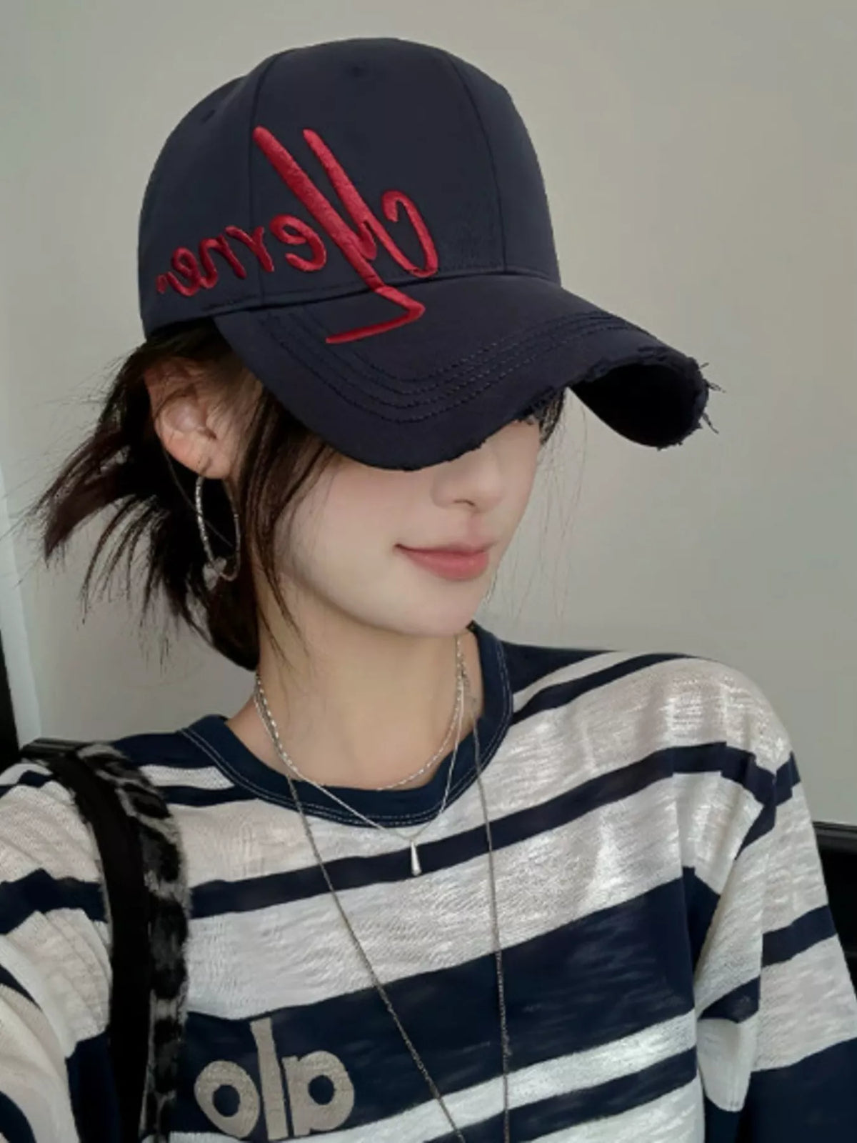 Back view of the cotton cap showing the closure
