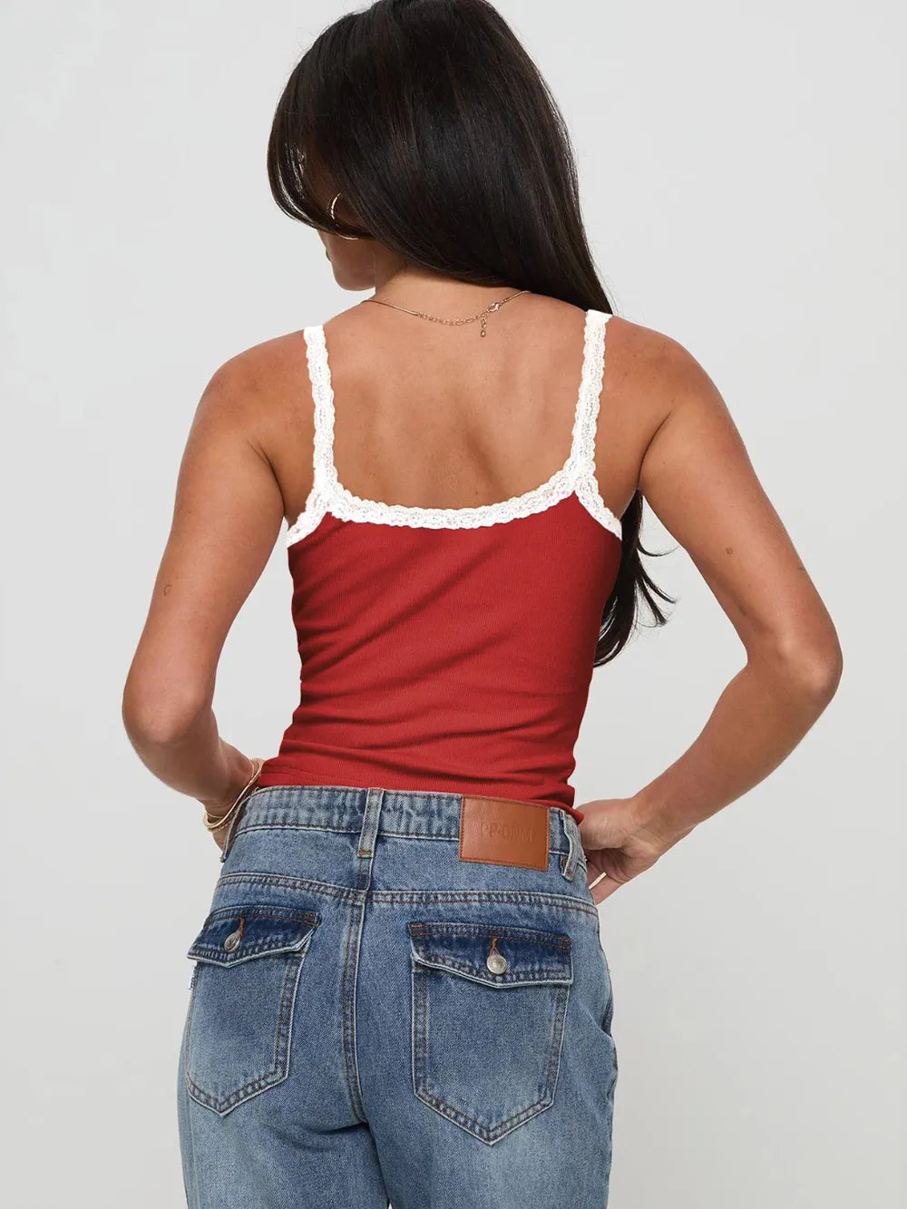 Lace Detail Cropped Cami Top side view