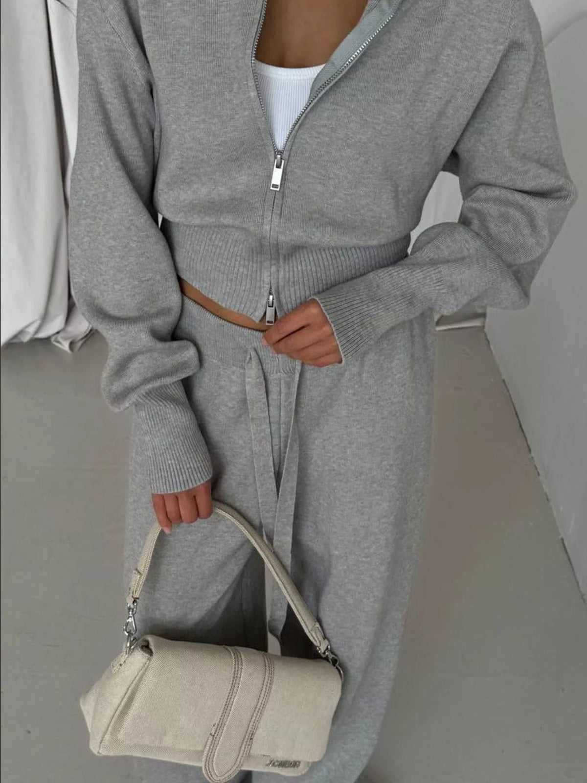 Womens zip up jacket and pants set overview