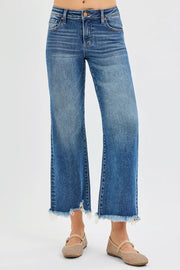 RISEN Full Size Mid Rise Crop Straight Jeans Plus Size - Fashorio