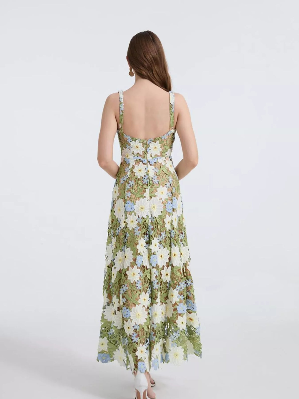 Embroidered maxi dress applique detail