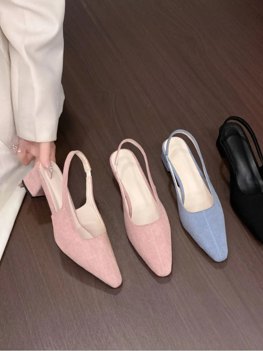 Point Toe Block Heel Pumps - Fashorio