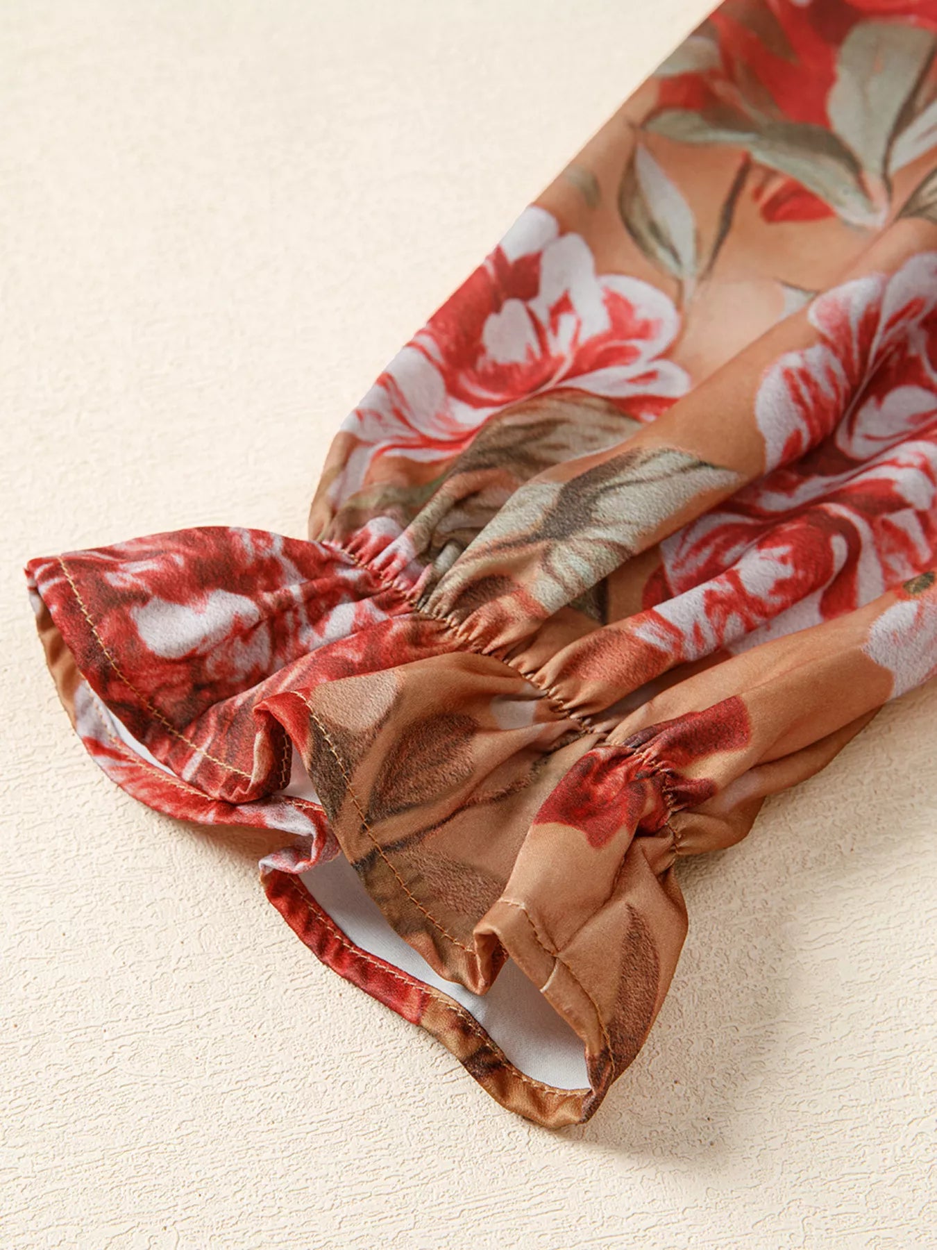 Floral Print Half Button Flounce Sleeve Ruffle Mini Dress - Fashorio