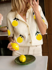 Lemon Button-Up Short Sleeve Cardigan - Fashorio
