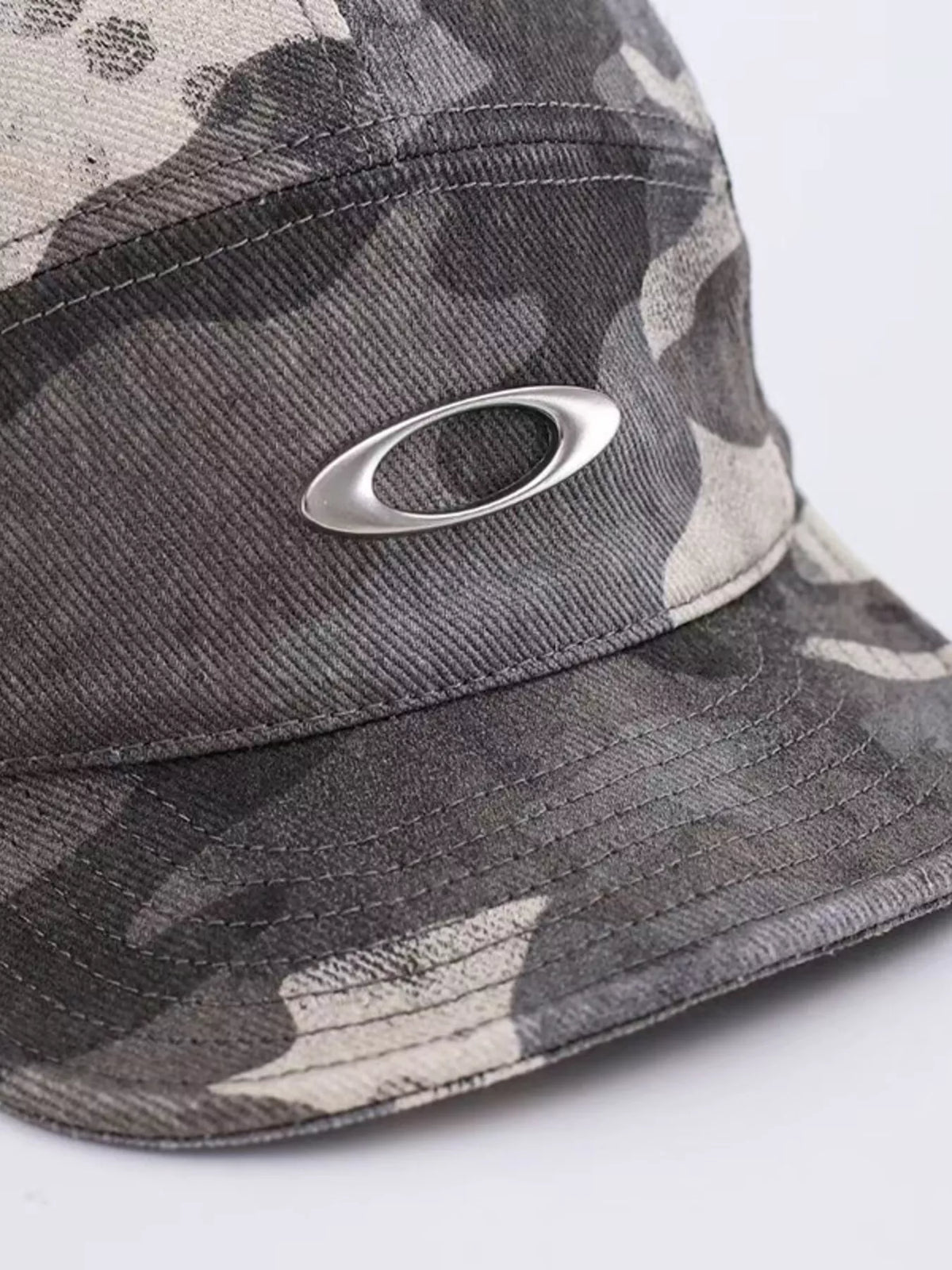 Camo print cotton cap side profile view