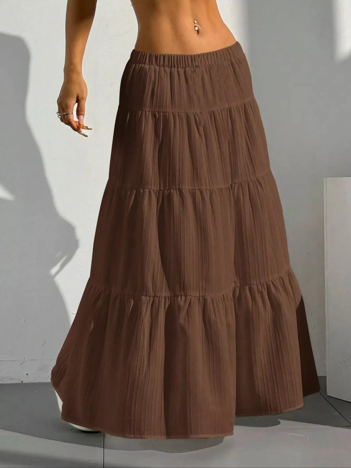 Tiered maxi skirt waist detail