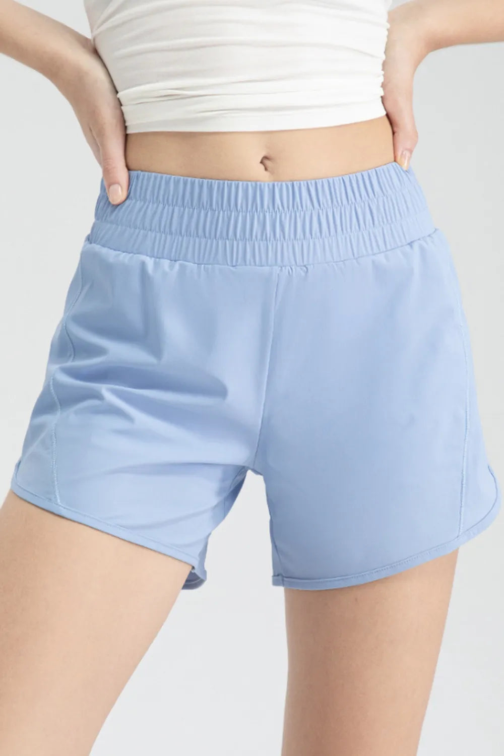 Elastic waist active shorts front view