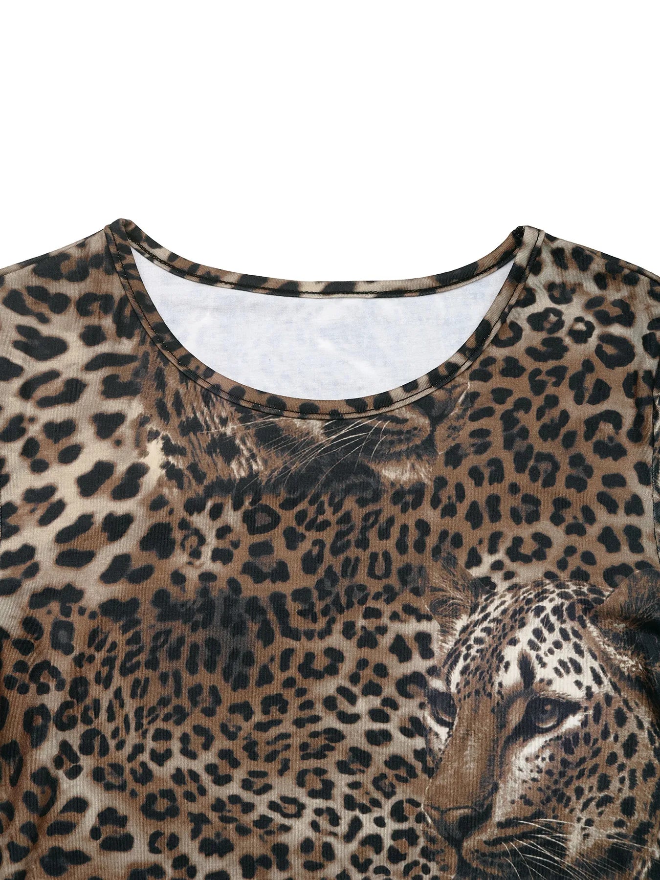 Leopard Print Long Sleeve Fitted T-Shirt - Fashorio