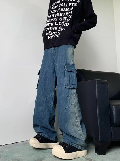 Men's Full Size Cargo Wide Leg Baggy Jeans Plus Size - Fashorio