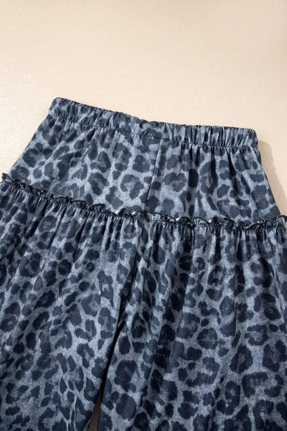 Leopard print drawstring wide leg pants styled