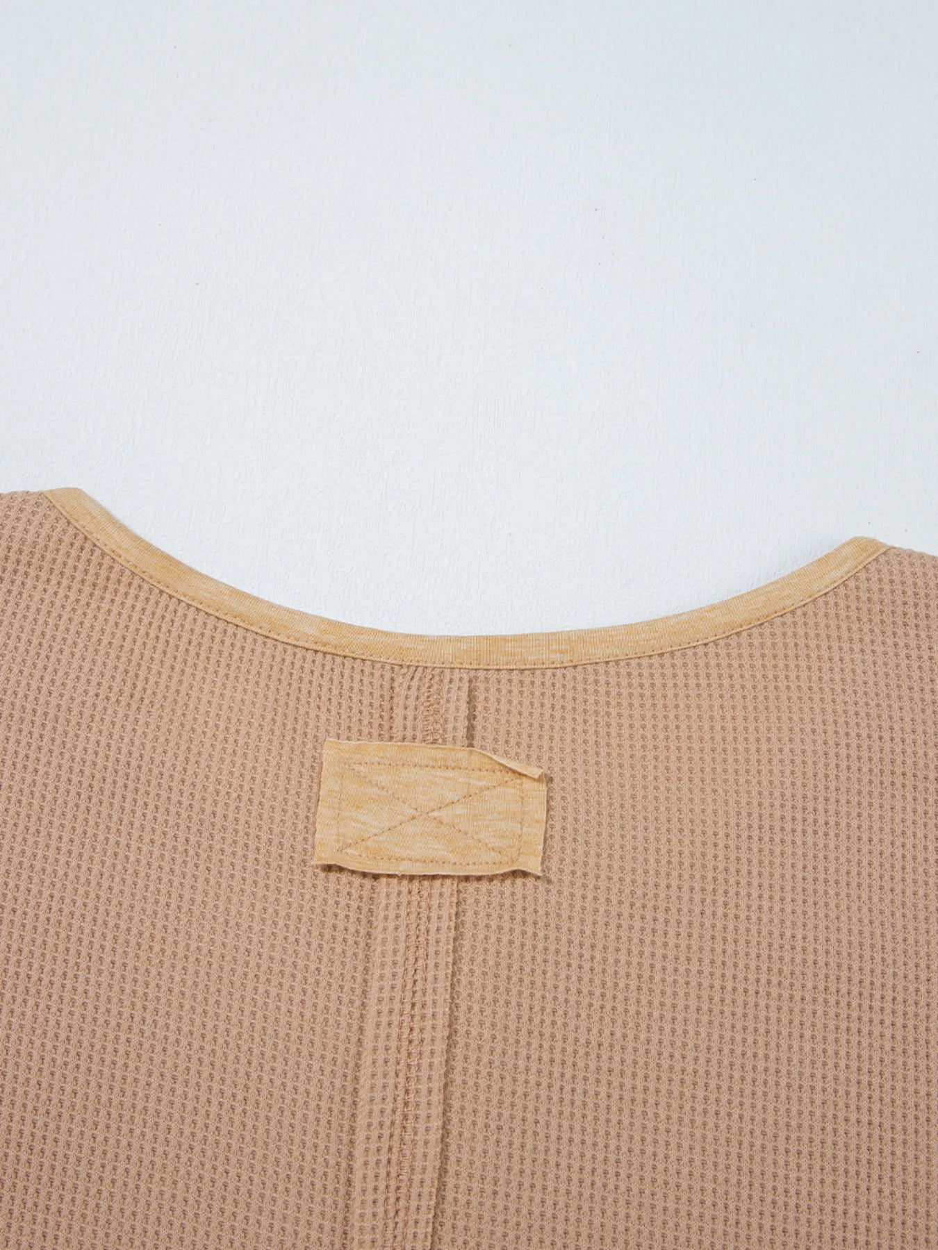 Waffle Textured Tunic Henley Top with Slits - Fashorio