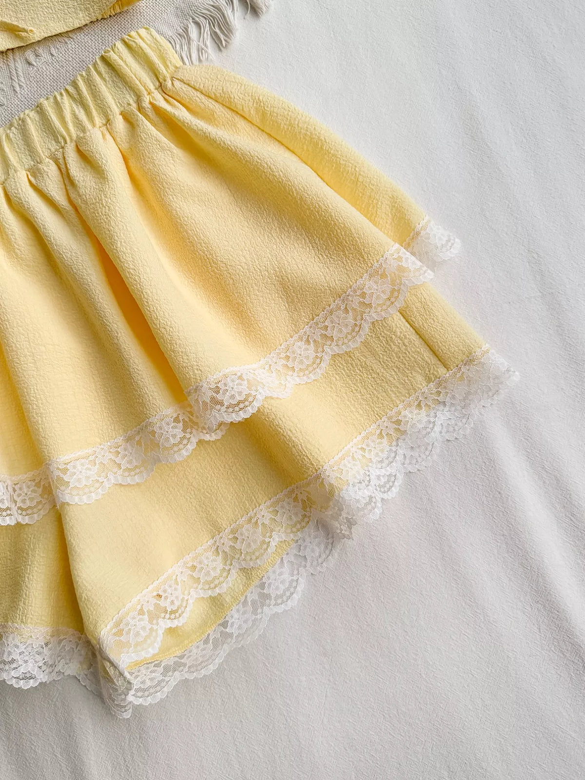 Pastel yellow smocked set coordinated outfit
