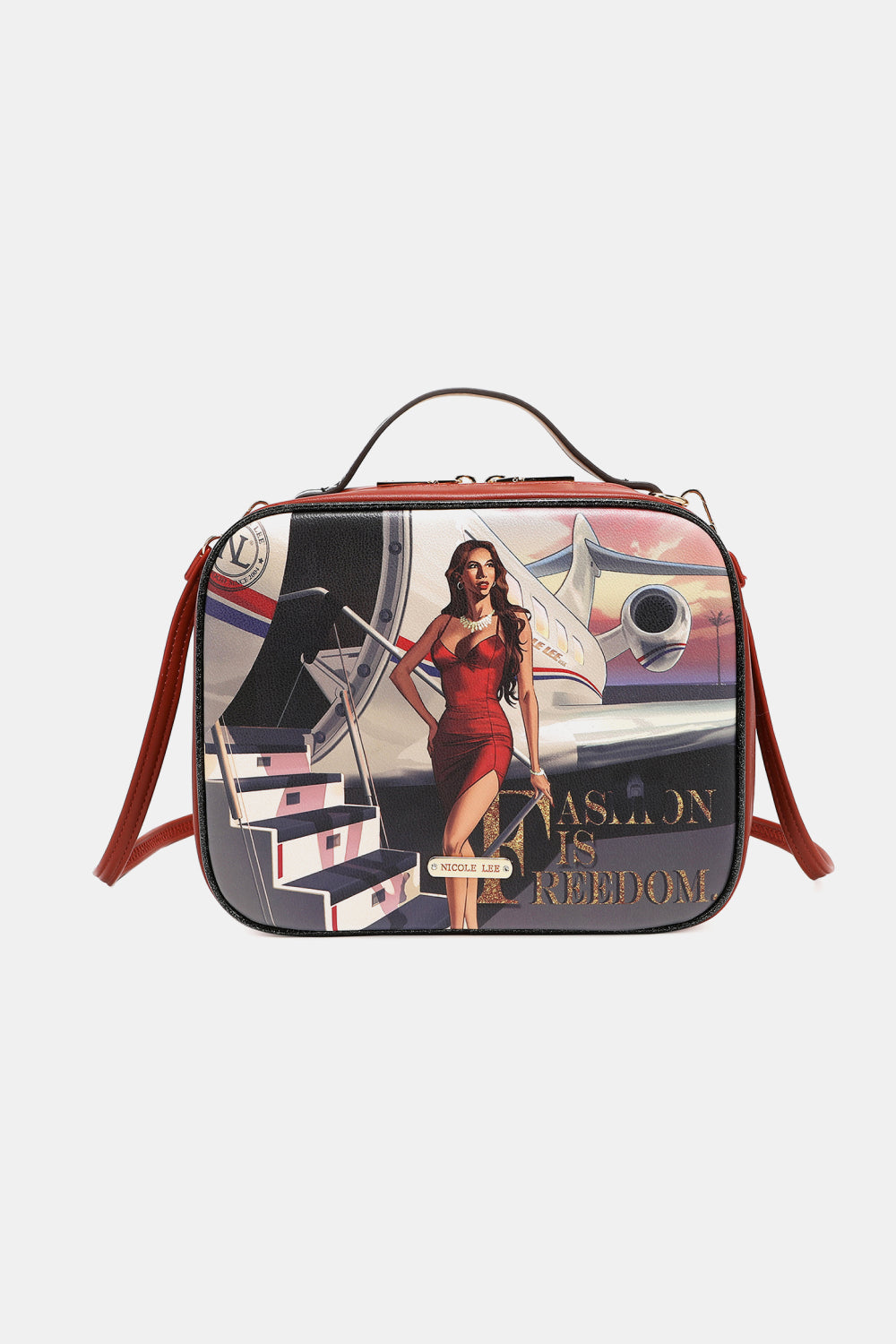 Nicole Lee USA Printed Handbag with Three Pouches Travel In Fashion One Size - Fashorio