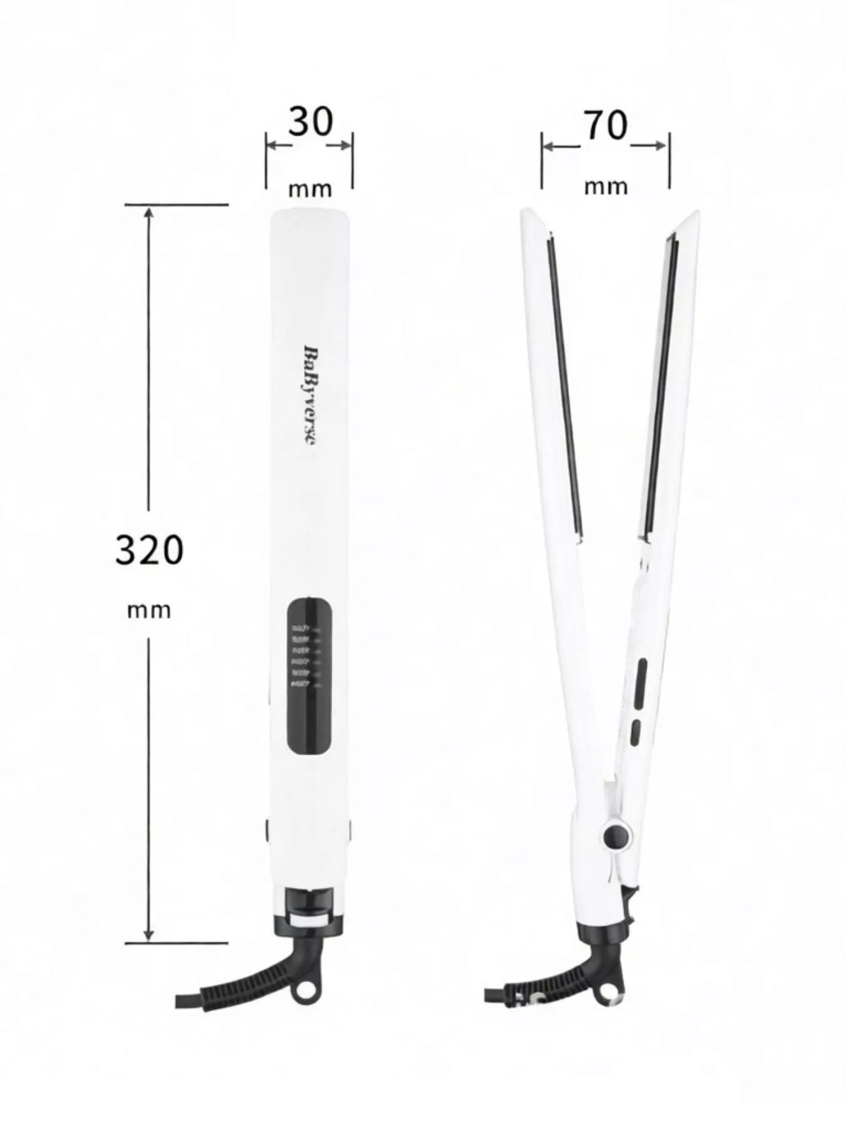 Straightener styling a strand of hair