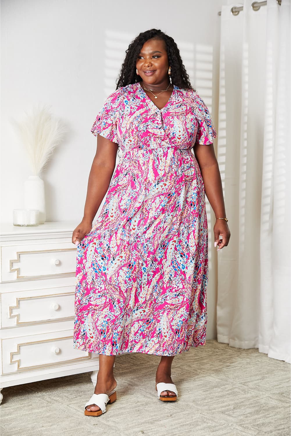 Double Take Multicolored V-Neck Maxi Dress - Fashorio
