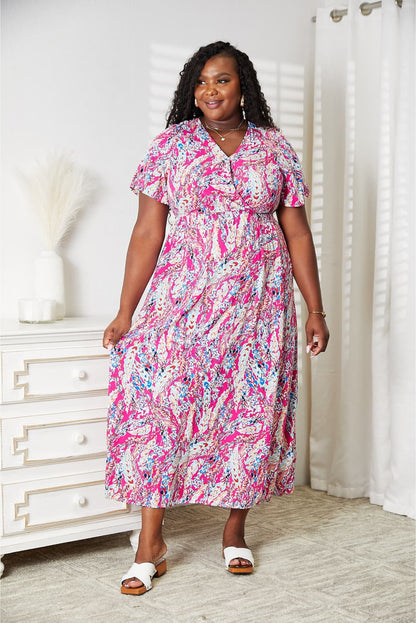 Double Take Multicolored V-Neck Maxi Dress - Fashorio