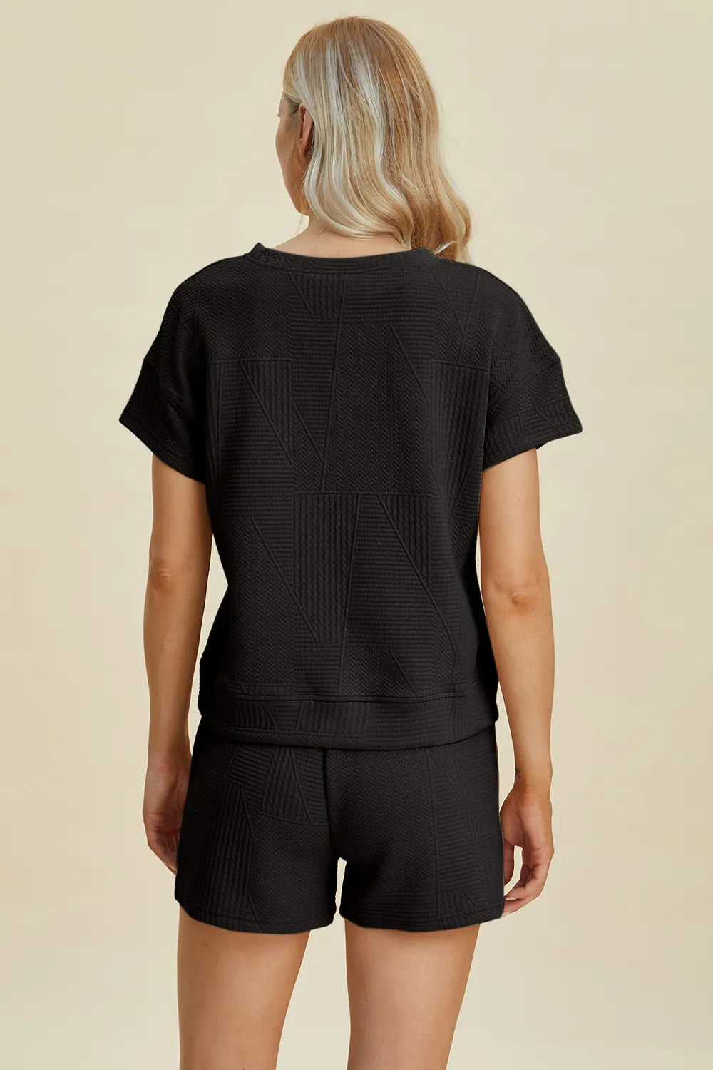 Textured Short Sleeve Top and Shorts Two Piece Set, view 23
