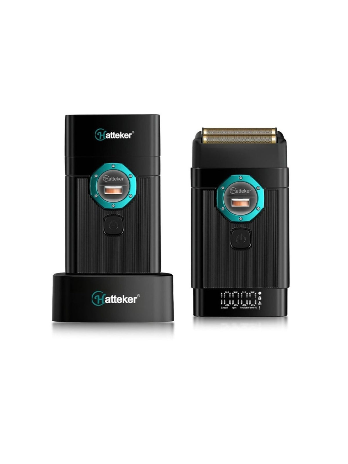 Black portable electric shaver front view
