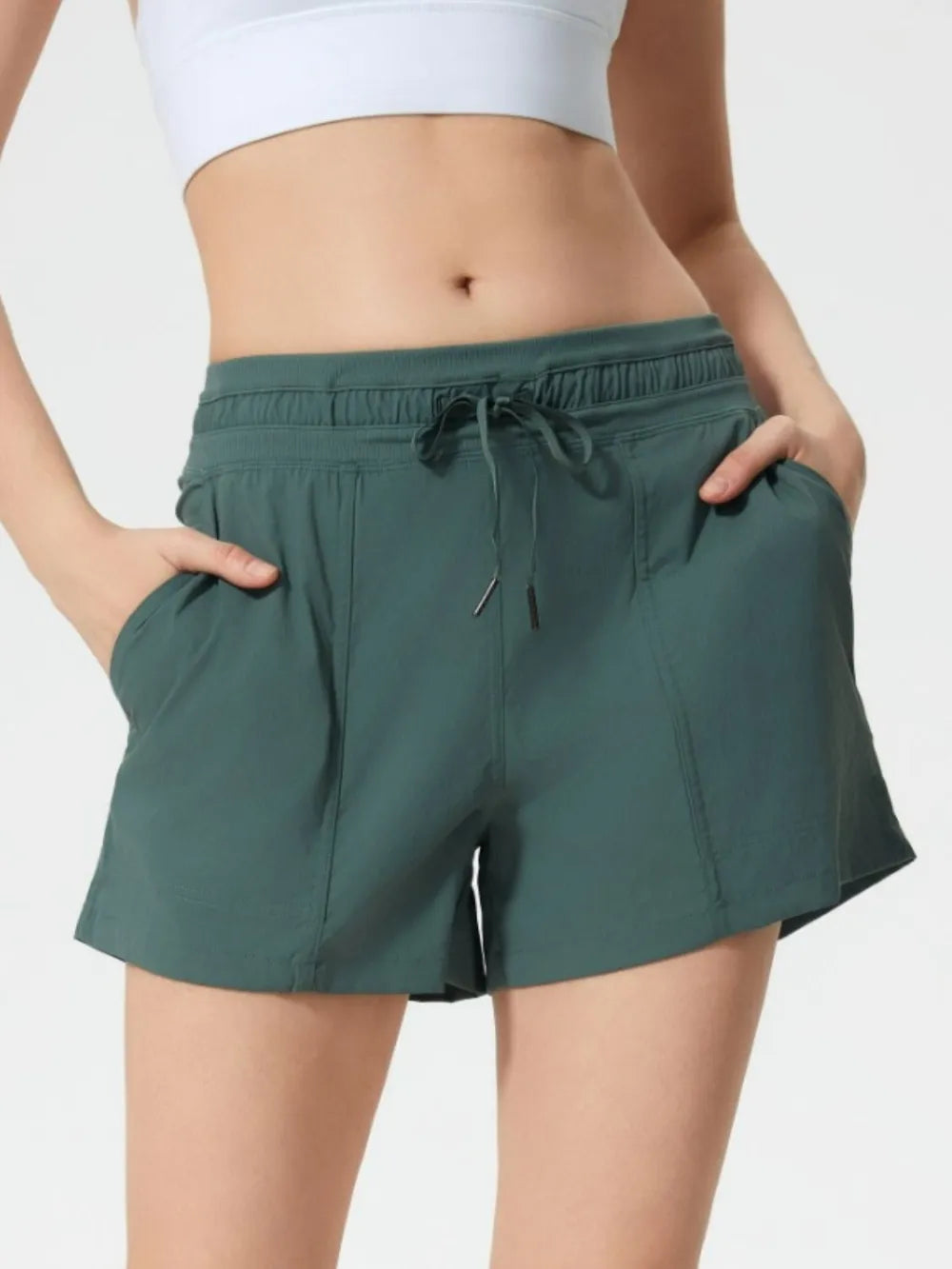 Drawstring Active Shorts with Pockets side view 17